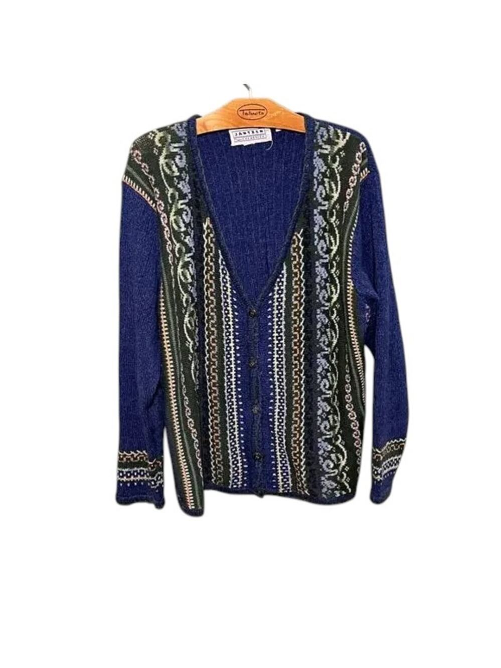 Vintage Jantzen Classics Hand Embroidered Navy Cardigan Sweater